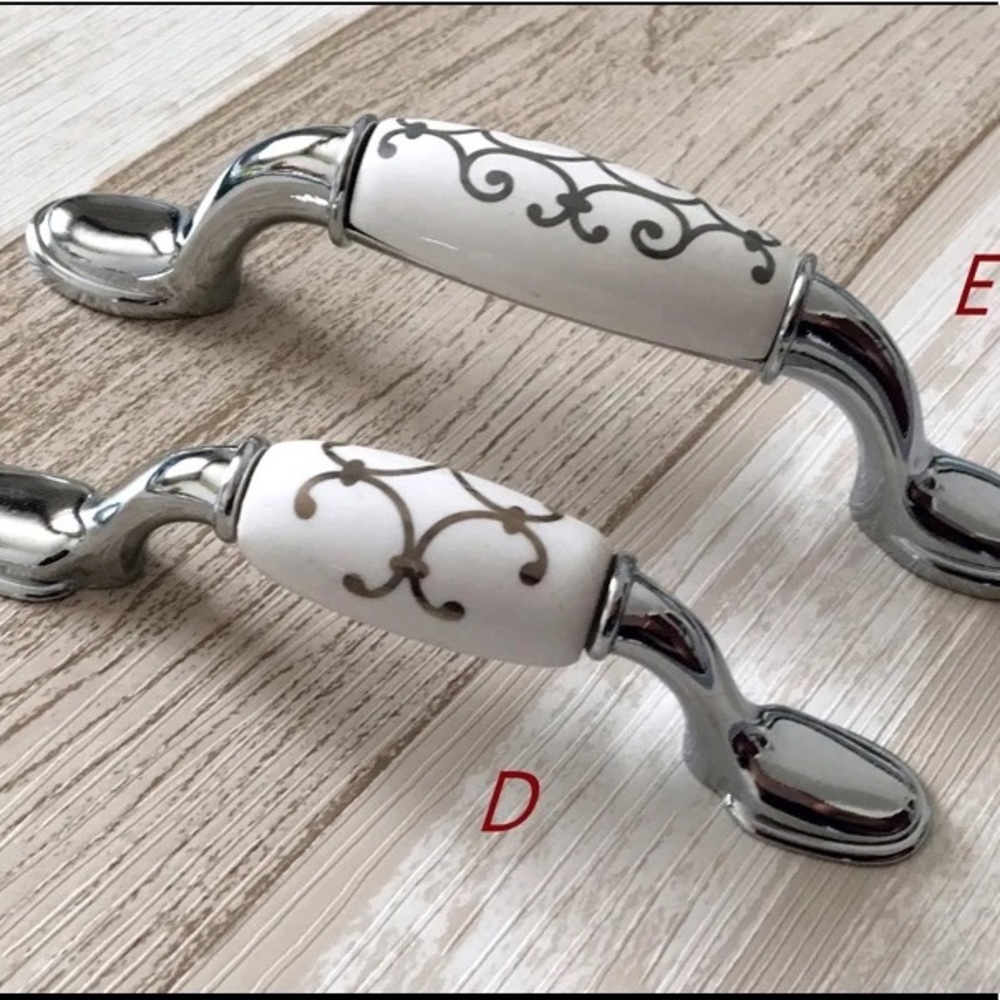 White Silver Cabinet Knobs Pulls Handles